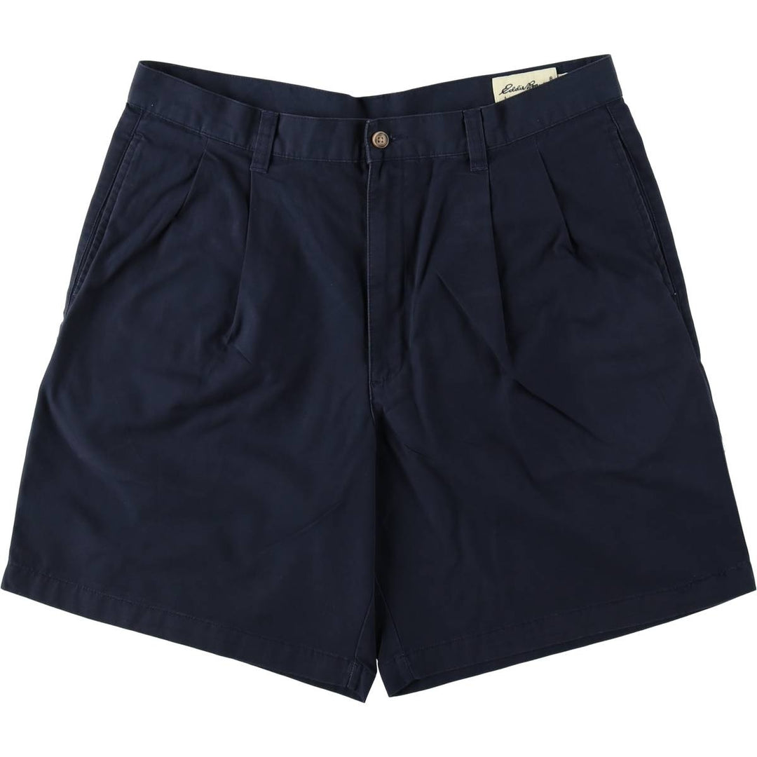 2000'S Eddie Bauer Two-Pleat Chino Shorts, Men's Size W36 (approx.) cotton navy blue type Vintage Second Hand