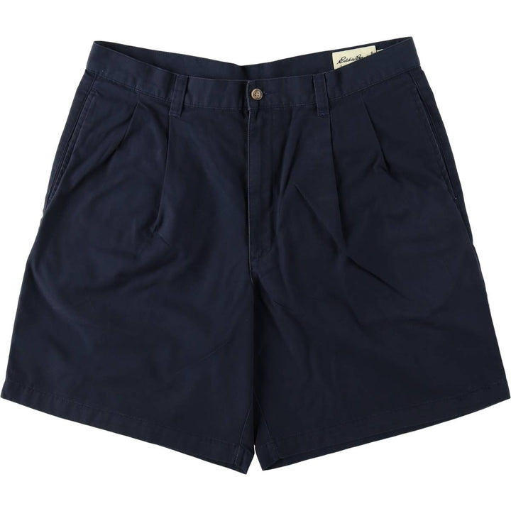 2000'S Eddie Bauer Two-Pleat Chino Shorts, Men's Size W36 (approx.) cotton navy blue type Vintage Second Hand