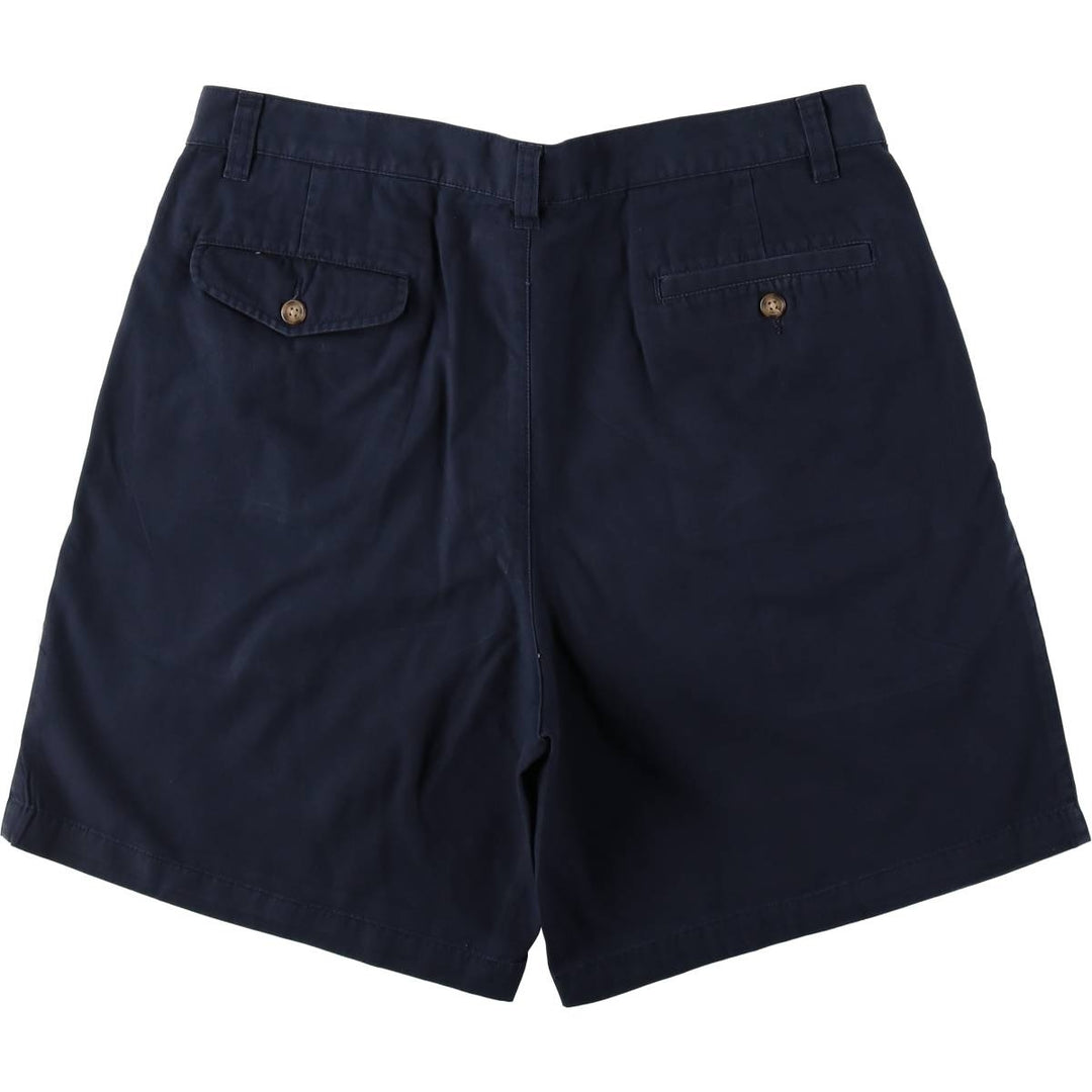 2000'S Eddie Bauer Two-Pleat Chino Shorts, Men's Size W36 (approx.) cotton navy blue type Vintage Second Hand
