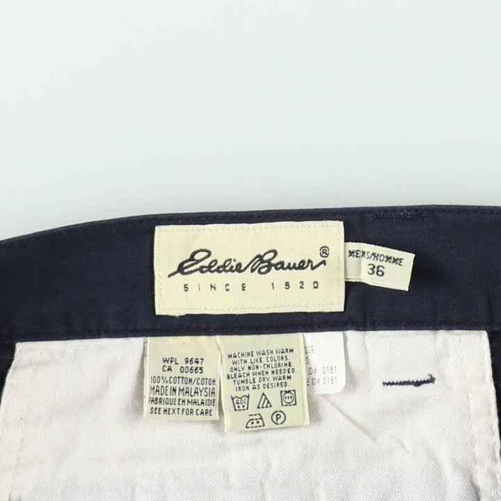 2000'S Eddie Bauer Two-Pleat Chino Shorts, Men's Size W36 (approx.) cotton navy blue type Vintage Second Hand