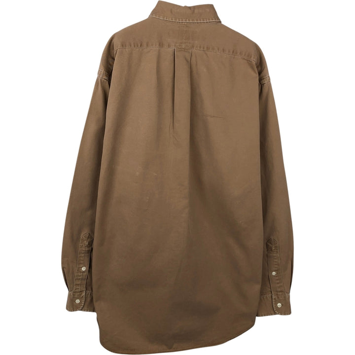 Ralph Lauren BLAKE long sleeve button down shirt, men's size M cotton beige type brown Vintage Second Hand