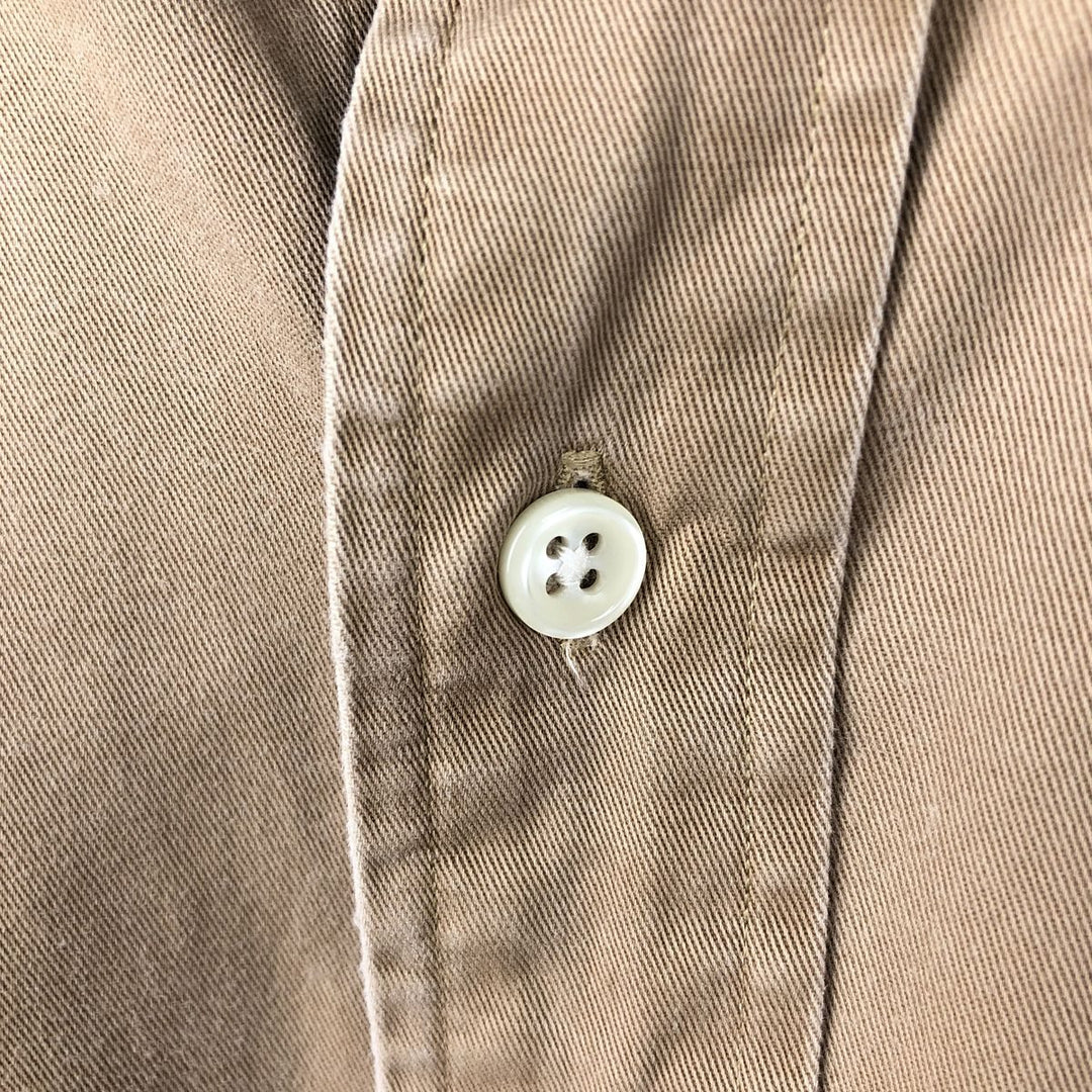 Ralph Lauren BLAKE long sleeve button down shirt, men's size M cotton beige type brown Vintage Second Hand