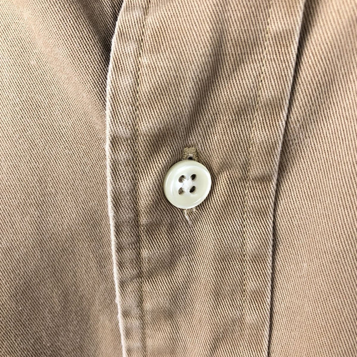 Ralph Lauren BLAKE long sleeve button down shirt, men's size M cotton beige type brown Vintage Second Hand