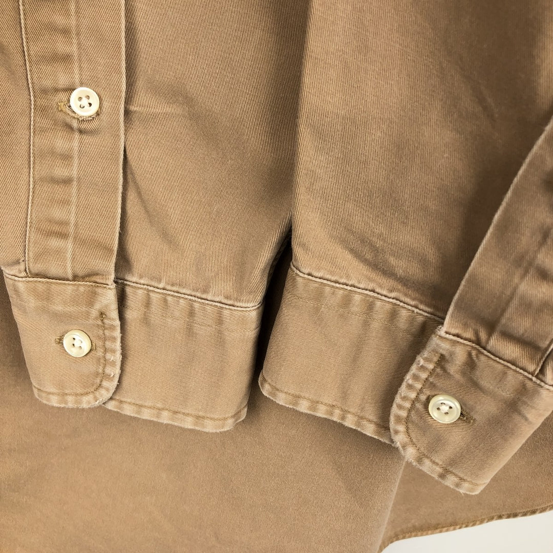 Ralph Lauren BLAKE long sleeve button down shirt, men's size M cotton beige type brown Vintage Second Hand