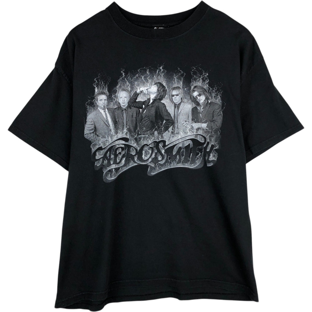 GIANT AEROSMITH Aerosmith Band T-shirt, Made in USA, Men's XL equivalent. cotton black type Vintage Second Hand