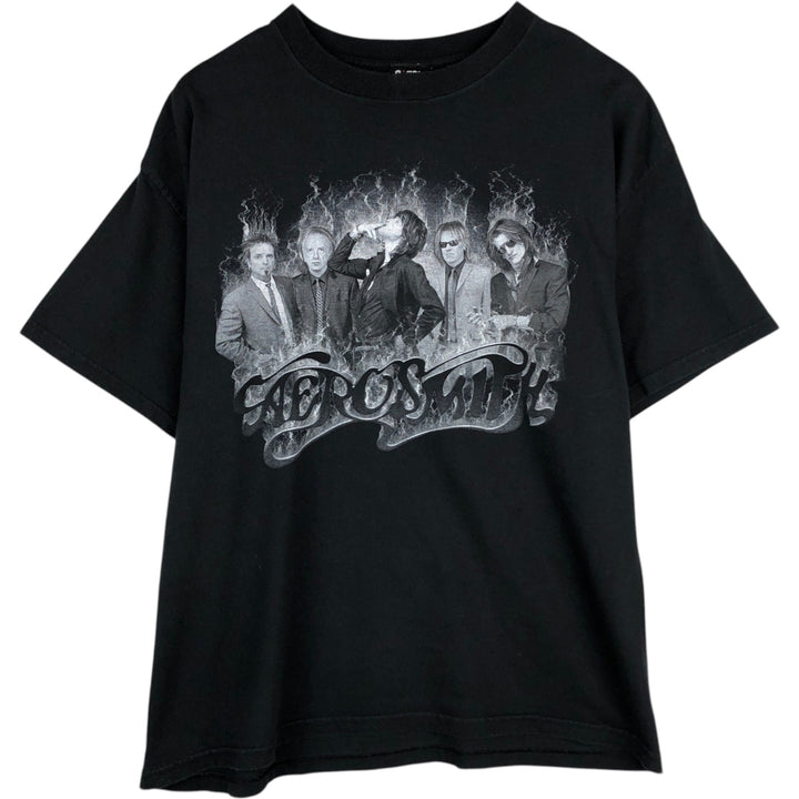 GIANT AEROSMITH Aerosmith Band T-shirt, Made in USA, Men's XL equivalent. cotton black type Vintage Second Hand