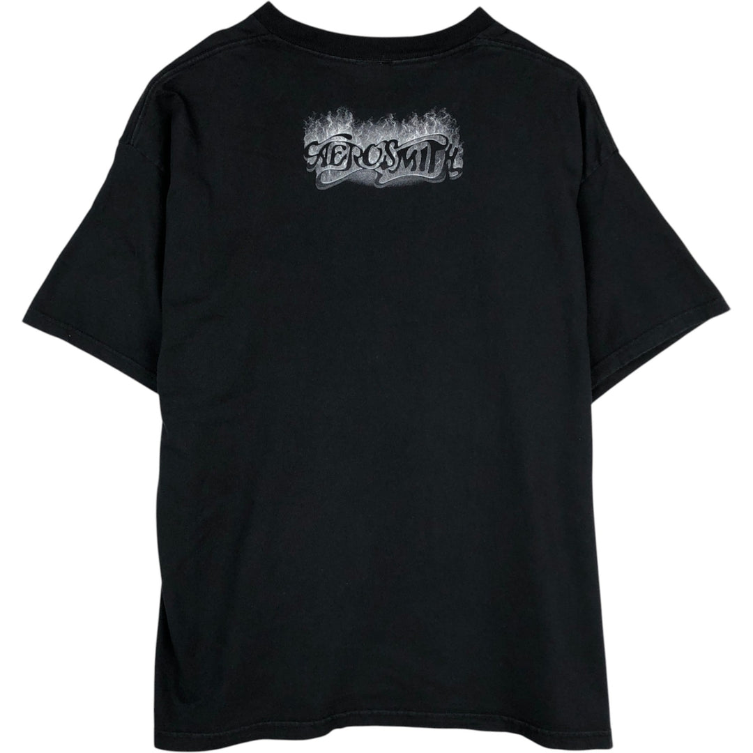 GIANT AEROSMITH Aerosmith Band T-shirt, Made in USA, Men's XL equivalent. cotton black type Vintage Second Hand