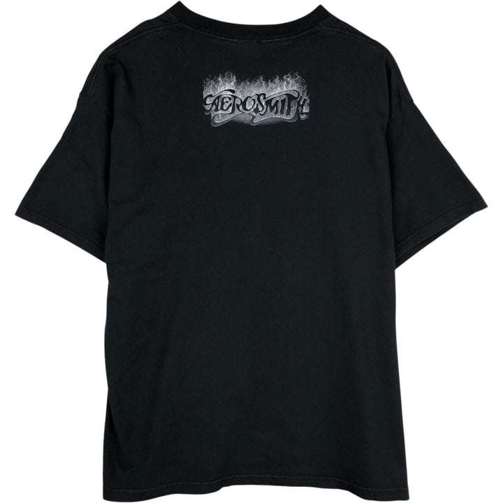GIANT AEROSMITH Aerosmith Band T-shirt, Made in USA, Men's XL equivalent. cotton black type Vintage Second Hand
