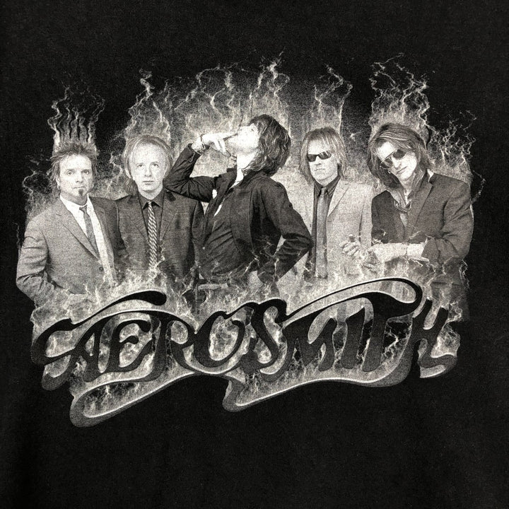 GIANT AEROSMITH Aerosmith Band T-shirt, Made in USA, Men's XL equivalent. cotton black type Vintage Second Hand