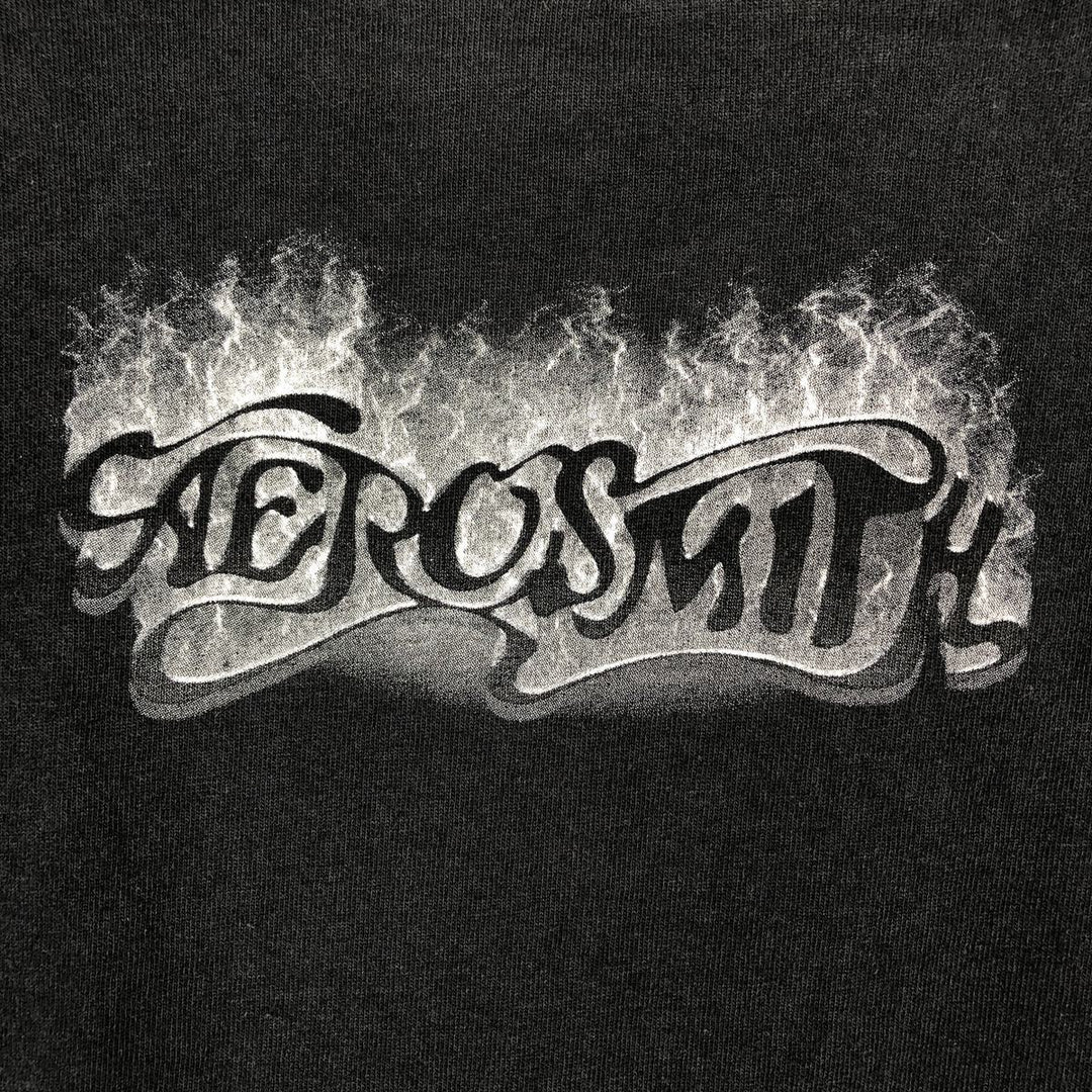 GIANT AEROSMITH Aerosmith Band T-shirt, Made in USA, Men's XL equivalent. cotton black type Vintage Second Hand