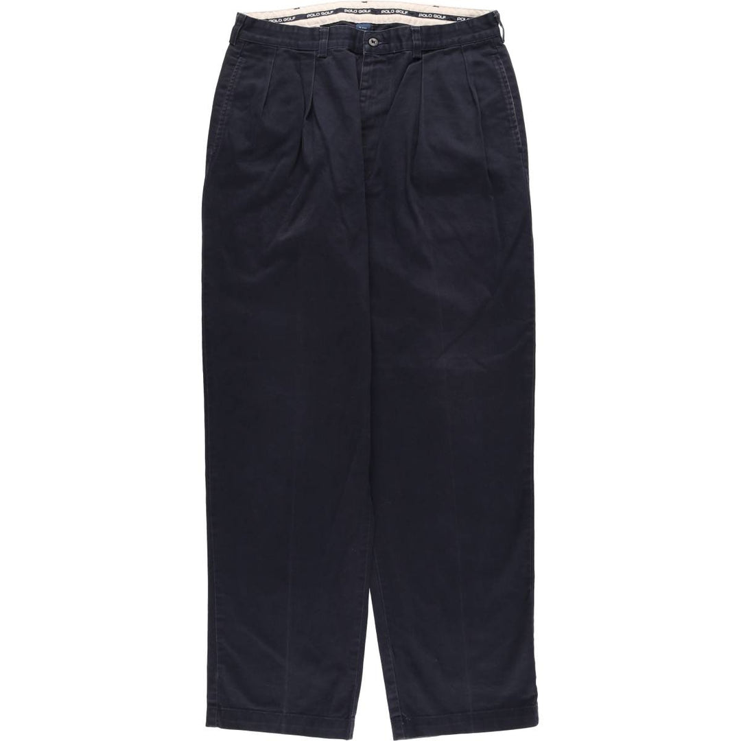 Vintage Ralph Lauren POLO GOLF two-pleat chino pants, men's size W34. cotton navy blue type Vintage Second Hand