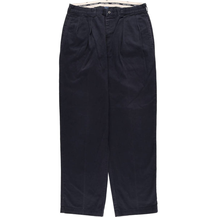 Vintage Ralph Lauren POLO GOLF two-pleat chino pants, men's size W34. cotton navy blue type Vintage Second Hand