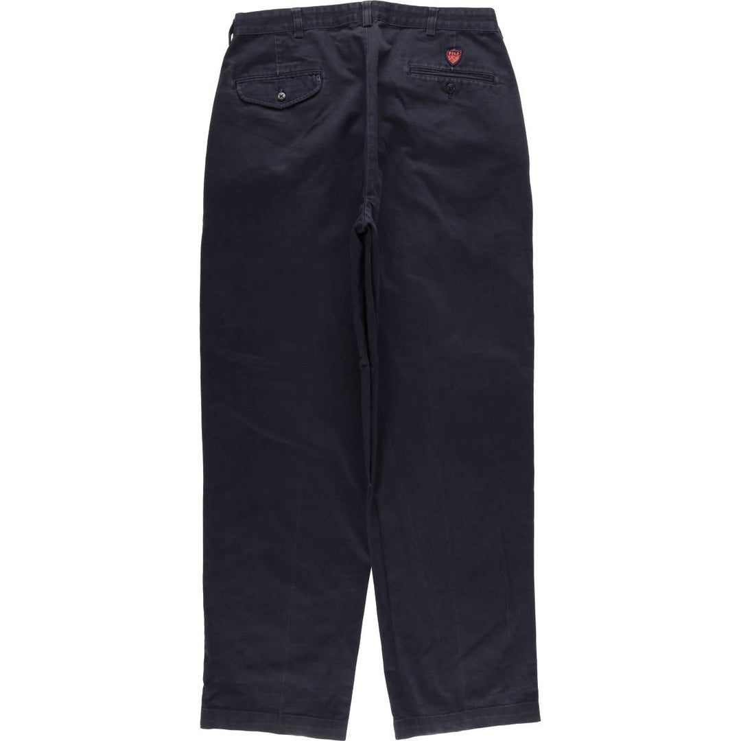 Vintage Ralph Lauren POLO GOLF two-pleat chino pants, men's size W34. cotton navy blue type Vintage Second Hand