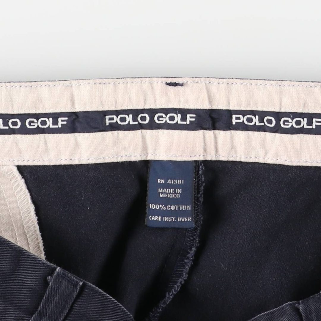 Vintage Ralph Lauren POLO GOLF two-pleat chino pants, men's size W34. cotton navy blue type Vintage Second Hand