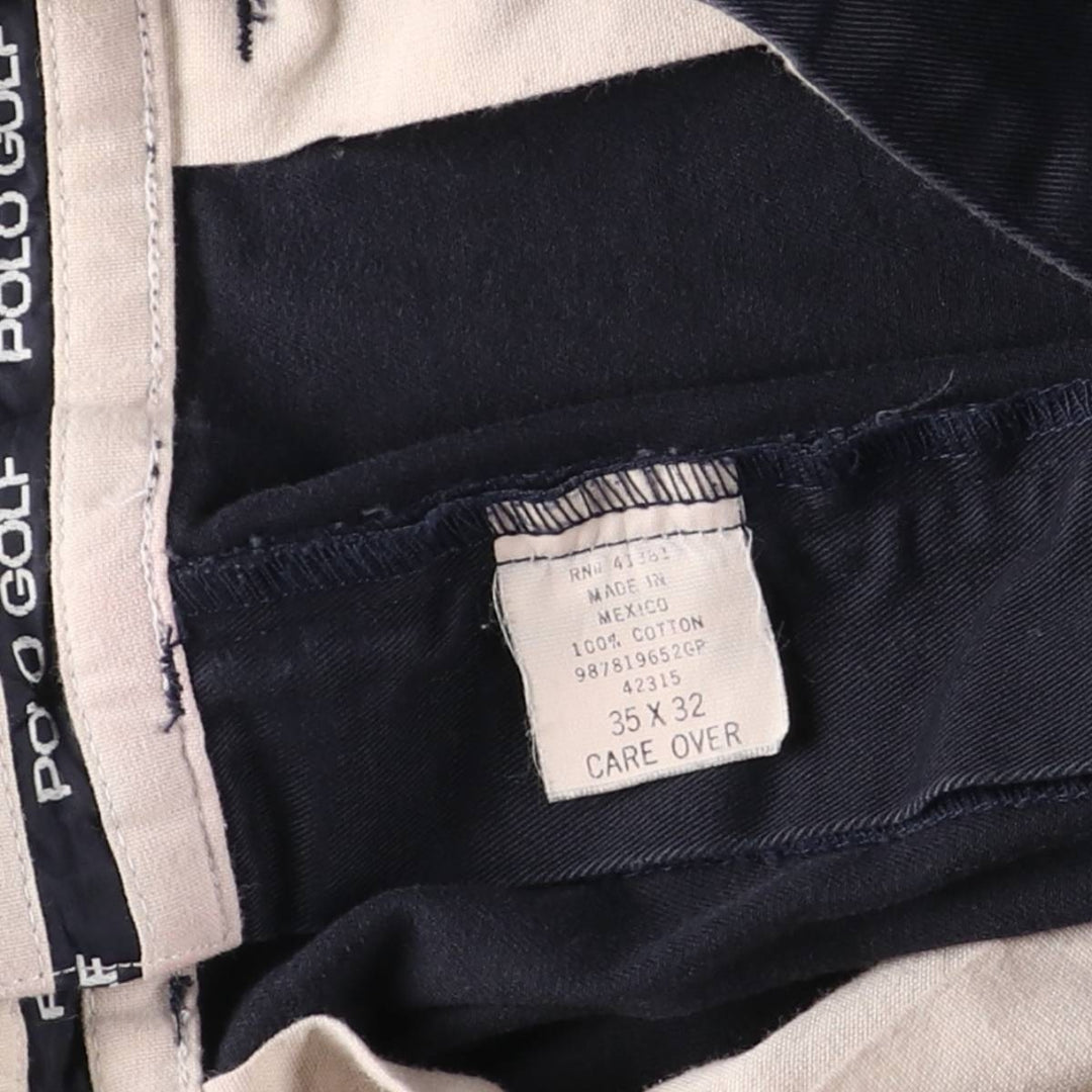 Vintage Ralph Lauren POLO GOLF two-pleat chino pants, men's size W34. cotton navy blue type Vintage Second Hand
