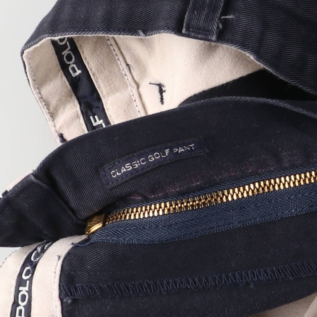 Vintage Ralph Lauren POLO GOLF two-pleat chino pants, men's size W34. cotton navy blue type Vintage Second Hand