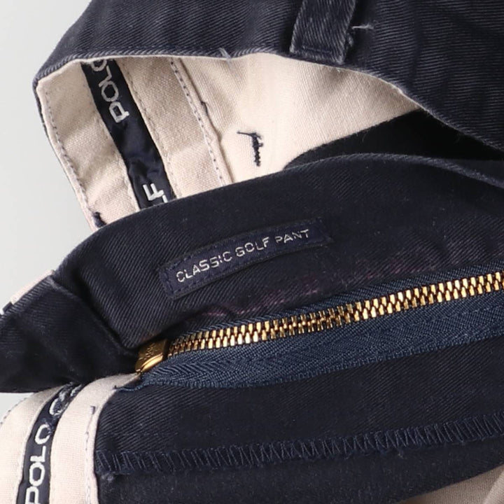Vintage Ralph Lauren POLO GOLF two-pleat chino pants, men's size W34. cotton navy blue type Vintage Second Hand