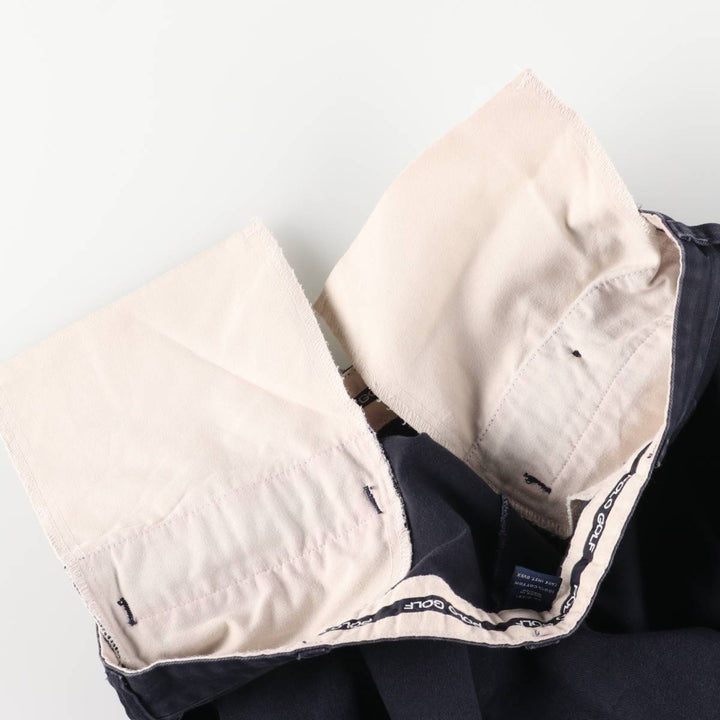 Vintage Ralph Lauren POLO GOLF two-pleat chino pants, men's size W34. cotton navy blue type Vintage Second Hand
