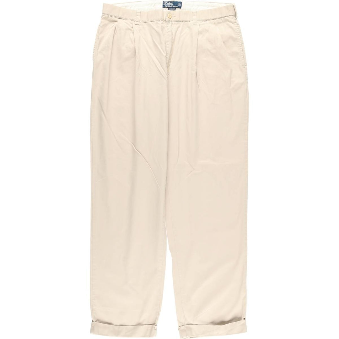Ralph Lauren POLO by Ralph Lauren HAMMOND PANT, two-pleat chino pants, men's w36 equivalent cotton ivory Vintage Second Hand