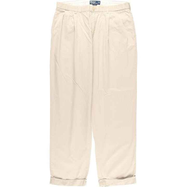 Ralph Lauren POLO by Ralph Lauren HAMMOND PANT, two-pleat chino pants, men's w36 equivalent cotton ivory Vintage Second Hand