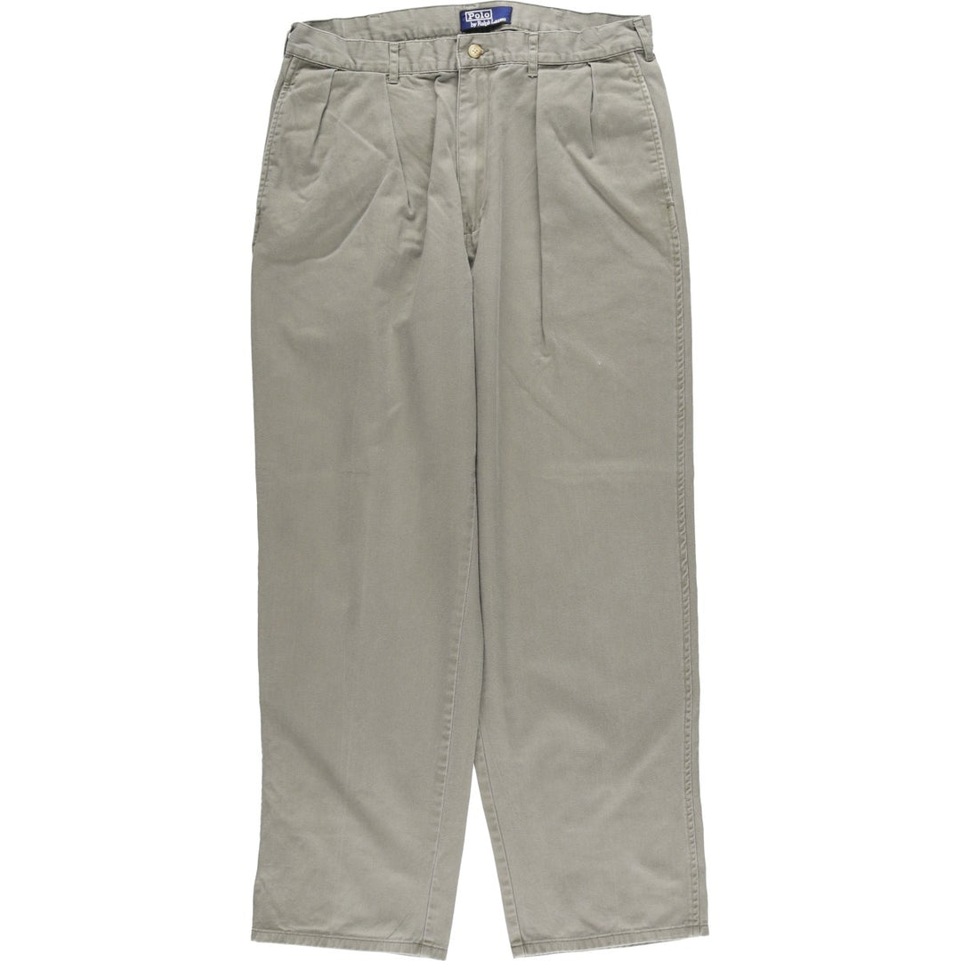 Ralph Lauren POLO by Ralph Lauren Two-pleat Chino Pants for Men, W34 equivalent cotton gray type Vintage Second Hand