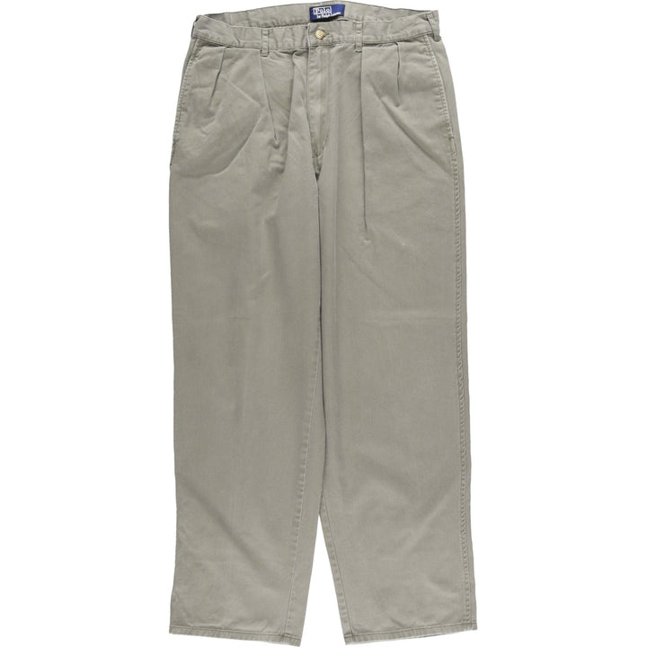 Ralph Lauren POLO by Ralph Lauren Two-pleat Chino Pants for Men, W34 equivalent cotton gray type Vintage Second Hand