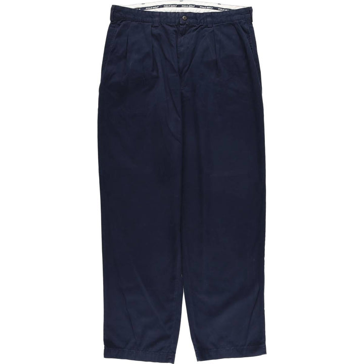 Vintage Ralph Lauren POLO GOLF two-pleat chino pants, made in the USA, men's size W35. cotton navy blue type Vintage Second Hand