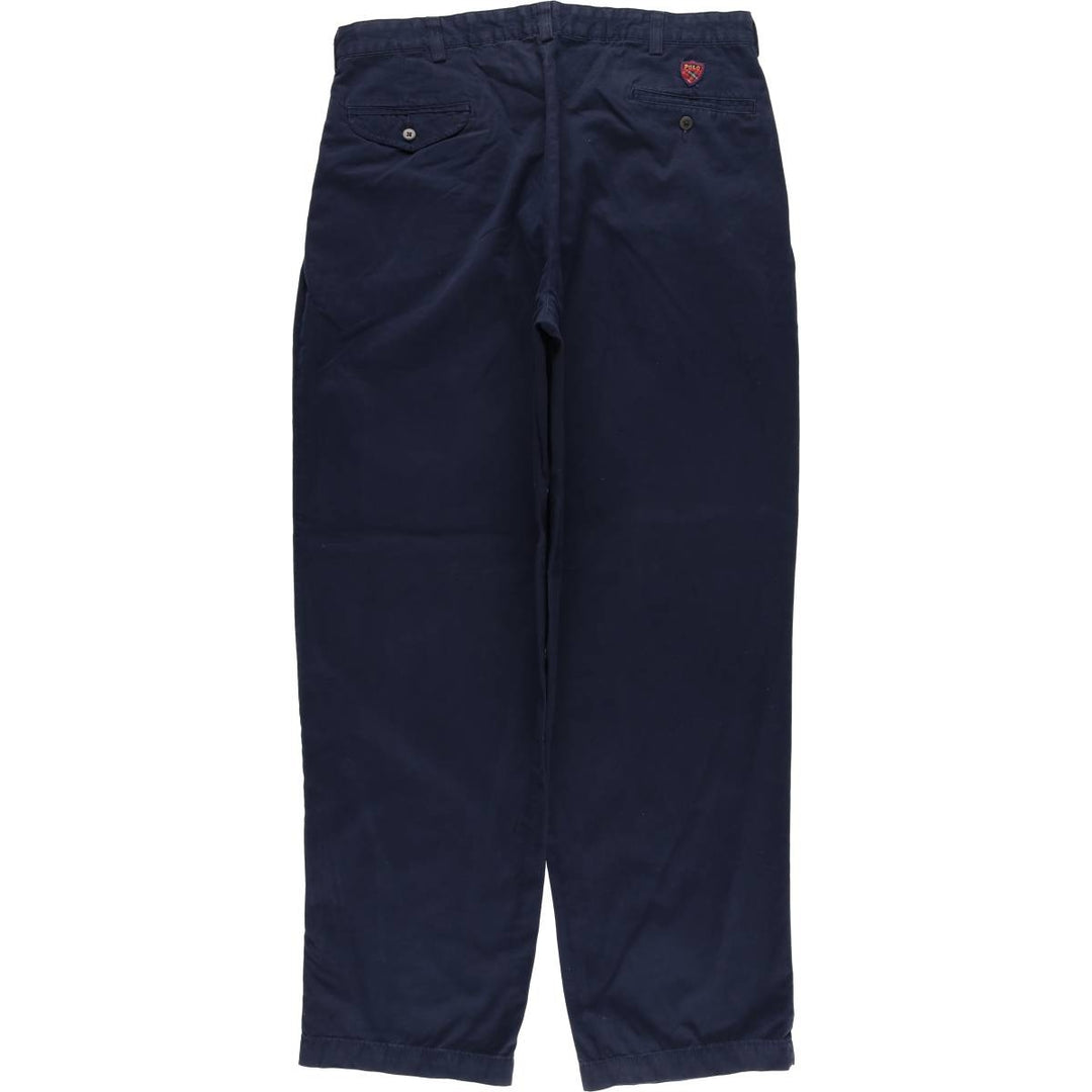 Vintage Ralph Lauren POLO GOLF two-pleat chino pants, made in the USA, men's size W35. cotton navy blue type Vintage Second Hand
