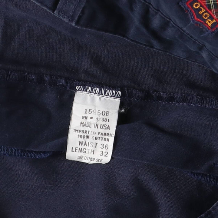 Vintage Ralph Lauren POLO GOLF two-pleat chino pants, made in the USA, men's size W35. cotton navy blue type Vintage Second Hand