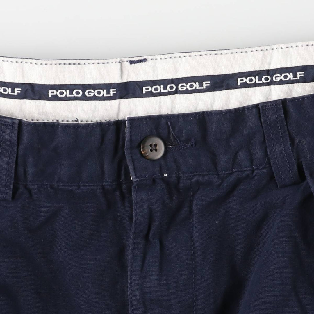 Vintage Ralph Lauren POLO GOLF two-pleat chino pants, made in the USA, men's size W35. cotton navy blue type Vintage Second Hand