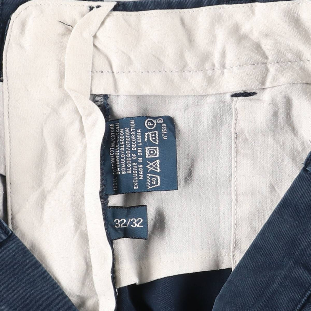 Ralph Lauren POLO by Ralph Lauren SUFFIELD PANT Two-pleat Chino Pants Men's Size W32 cotton navy blue type Vintage Second Hand