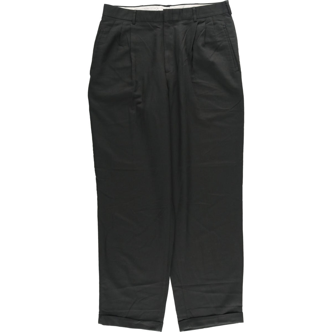 SAVANE Two-pleat Slacks, Men's, Size W34 polyester Charcoal Vintage Second Hand