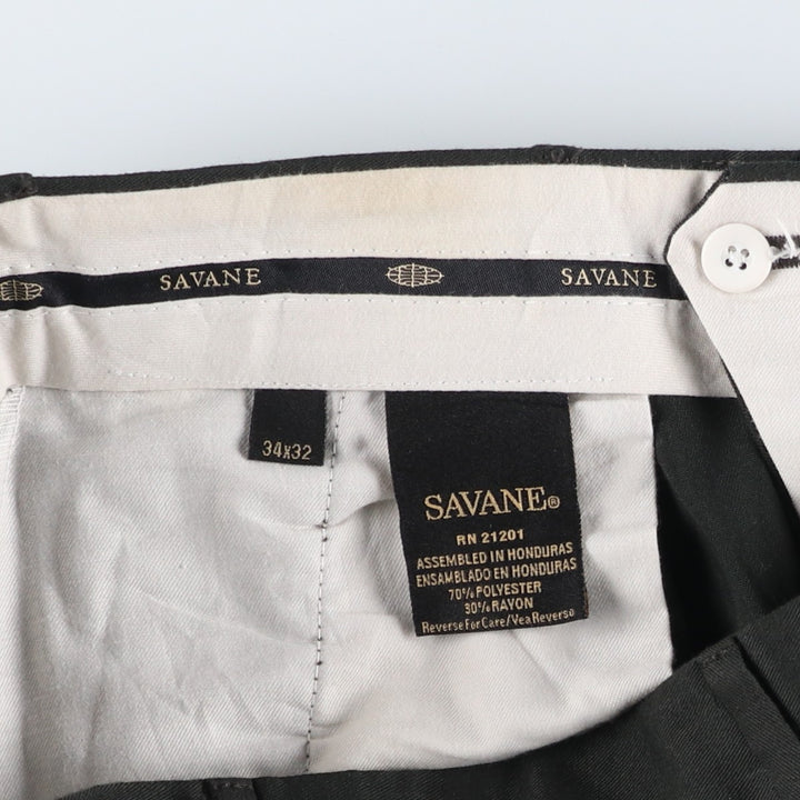 SAVANE Two-pleat Slacks, Men's, Size W34 polyester Charcoal Vintage Second Hand