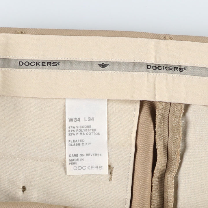 Dockers Two-pleat Slacks, Men's, Size W35 Viscose Khaki type beige Vintage Second Hand