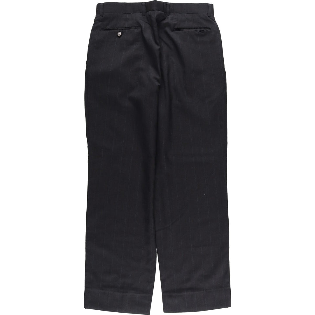 Stripe Pattern Two-pleat Slacks Pants for Men (W34 equivalent) unclear black type Vintage Second Hand