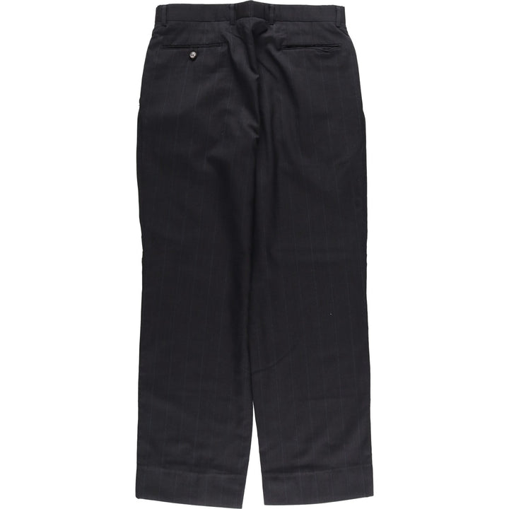 Stripe Pattern Two-pleat Slacks Pants for Men (W34 equivalent) unclear black type Vintage Second Hand
