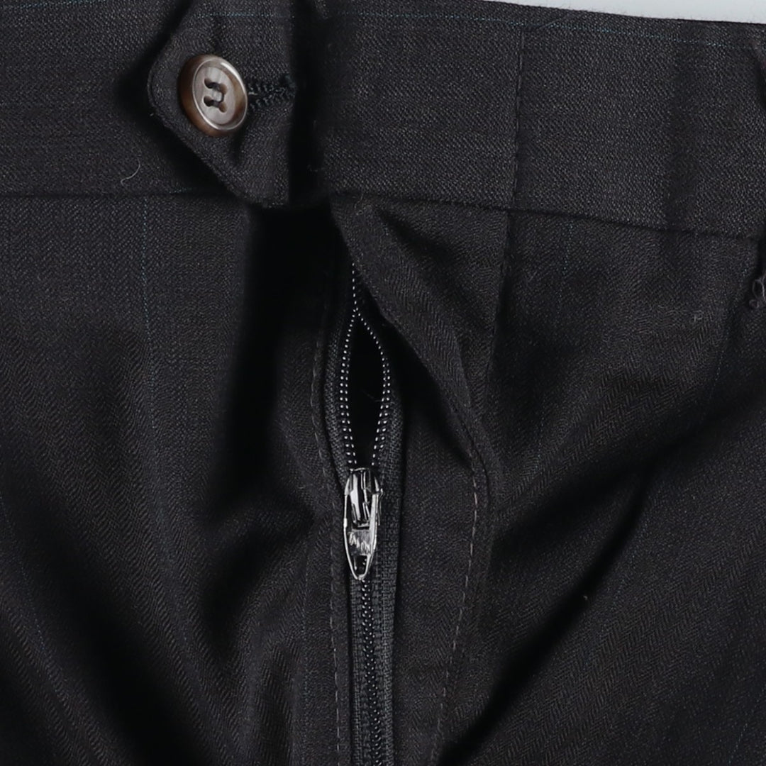 Stripe Pattern Two-pleat Slacks Pants for Men (W34 equivalent) unclear black type Vintage Second Hand
