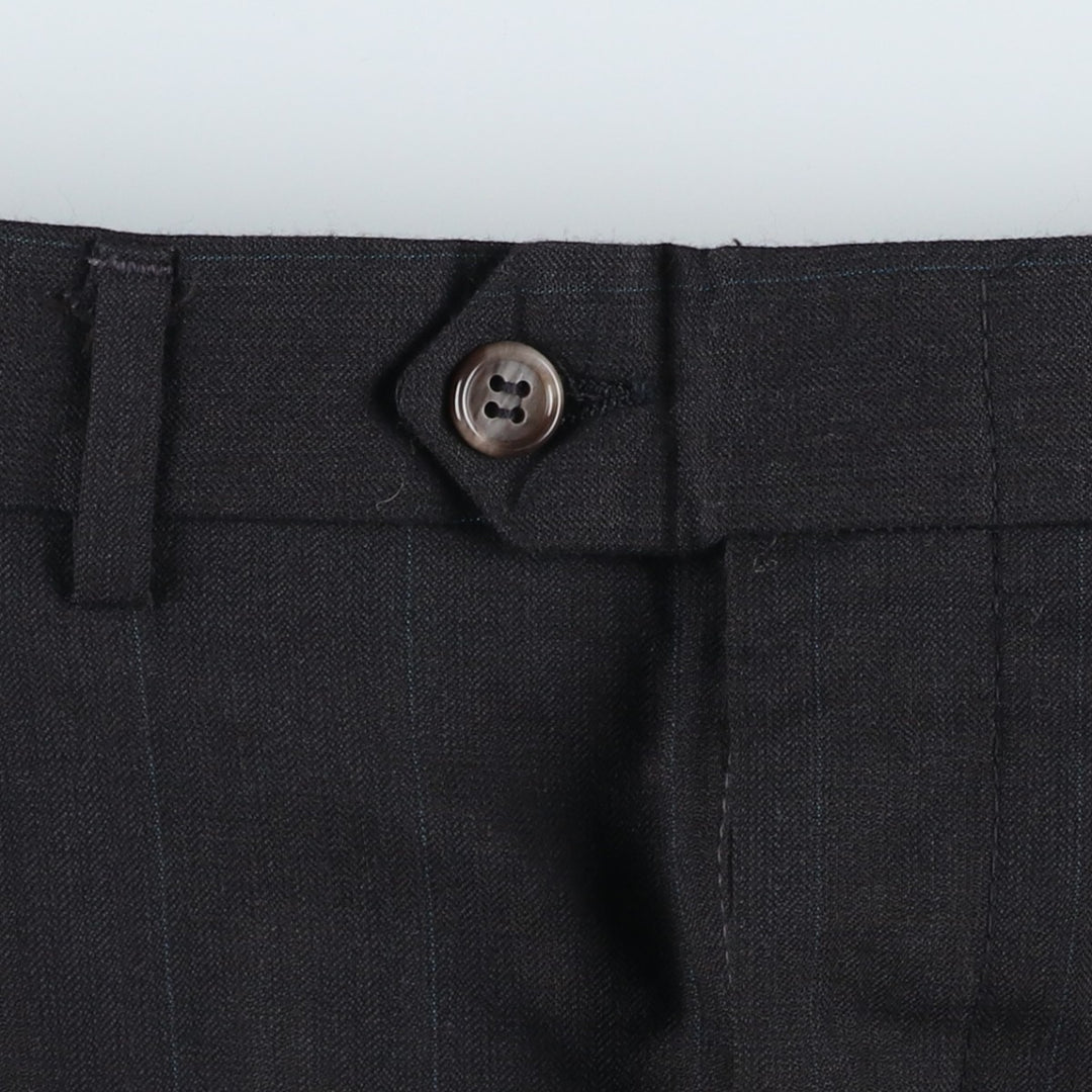 Stripe Pattern Two-pleat Slacks Pants for Men (W34 equivalent) unclear black type Vintage Second Hand
