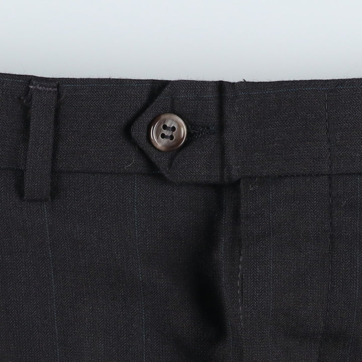 Stripe Pattern Two-pleat Slacks Pants for Men (W34 equivalent) unclear black type Vintage Second Hand