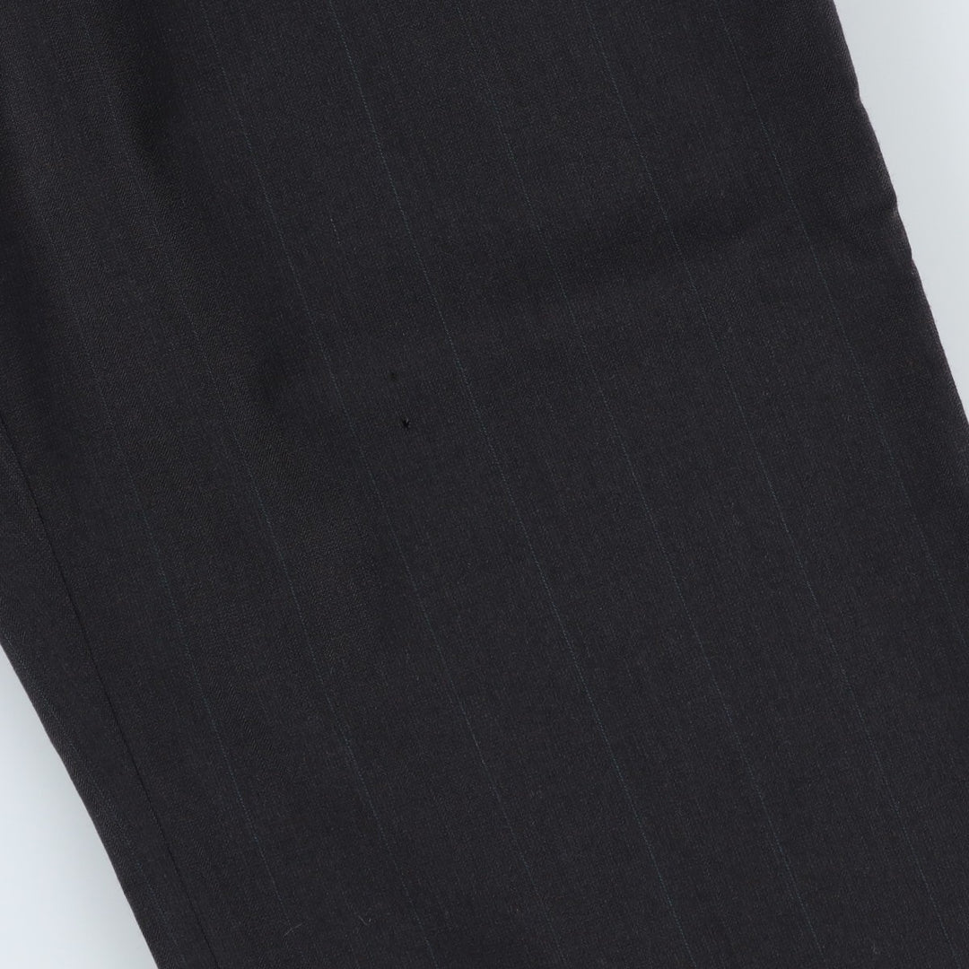 Stripe Pattern Two-pleat Slacks Pants for Men (W34 equivalent) unclear black type Vintage Second Hand