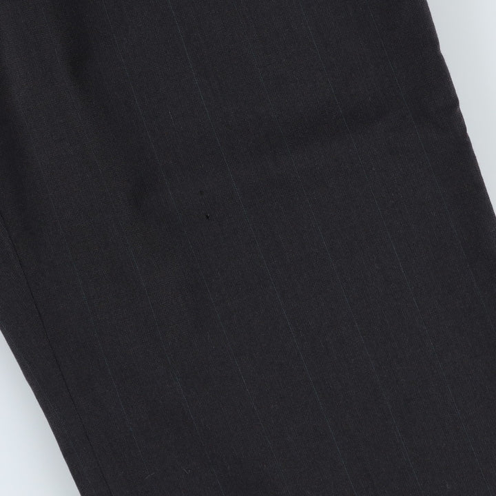 Stripe Pattern Two-pleat Slacks Pants for Men (W34 equivalent) unclear black type Vintage Second Hand