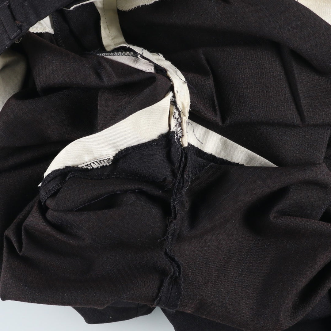 Stripe Pattern Two-pleat Slacks Pants for Men (W34 equivalent) unclear black type Vintage Second Hand