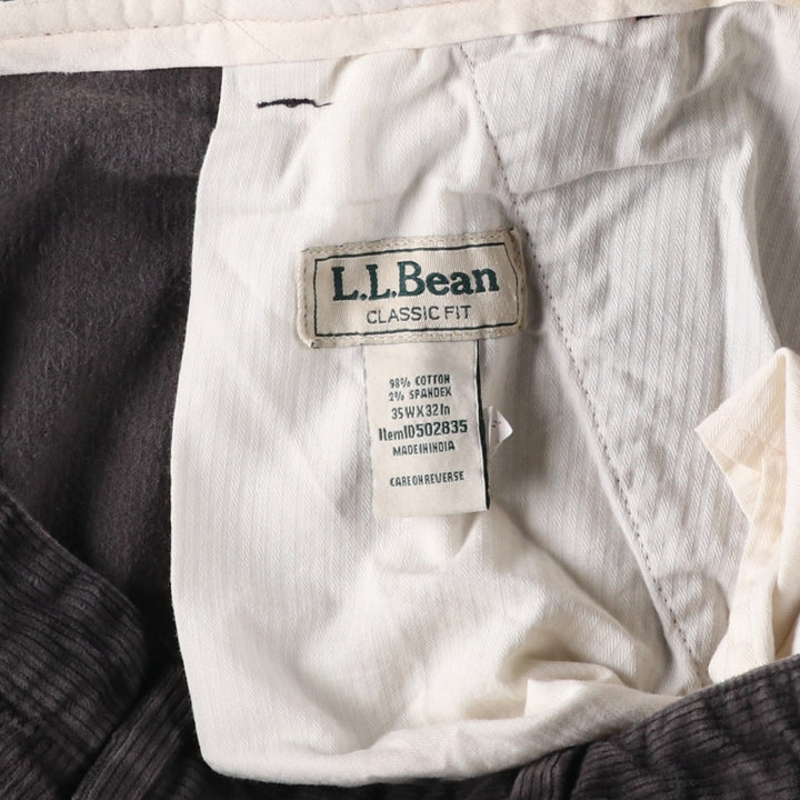 90s-00'S Vintage LLBean Classic Fit Corduroy Pants, Men's, Size 36 cotton Charcoal Vintage Second Hand
