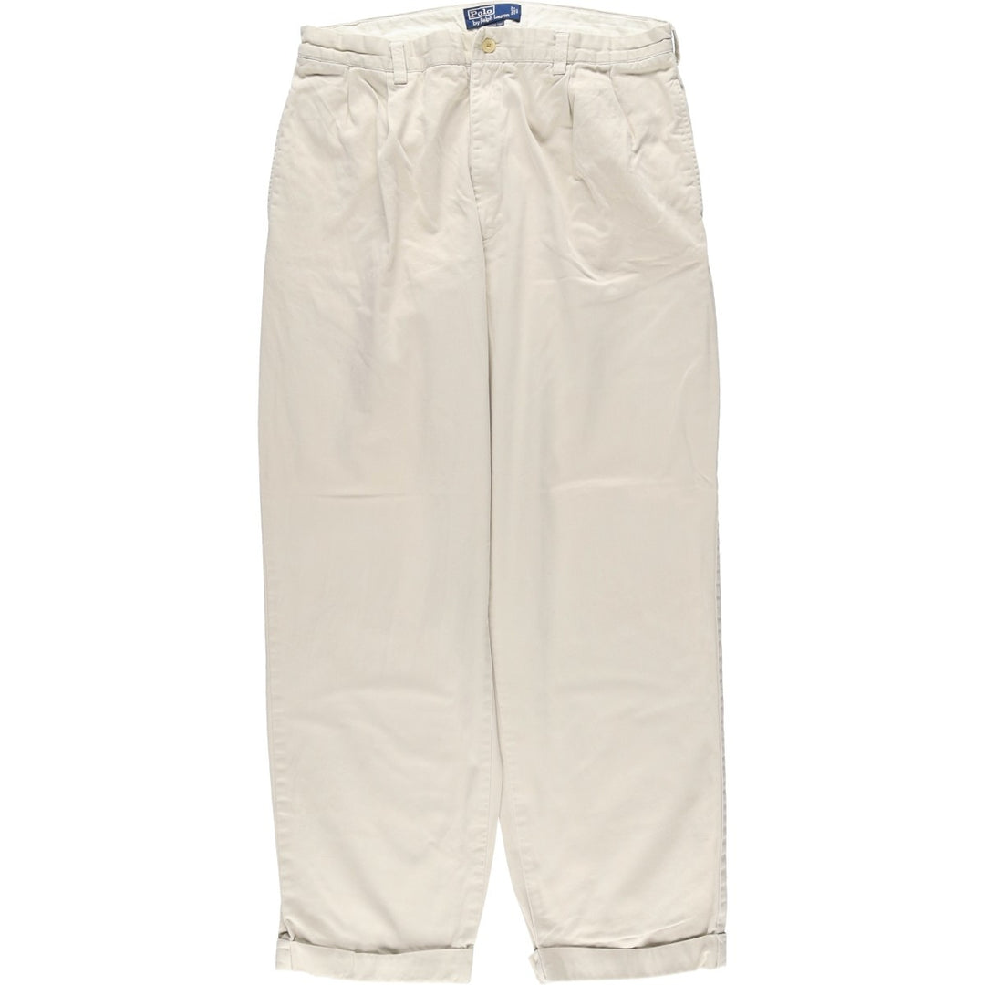Ralph Lauren POLO by Ralph Lauren HAMMOND PANT, two-pleat chino pants, men's w35 equivalent cotton Beige type Vintage Second Hand