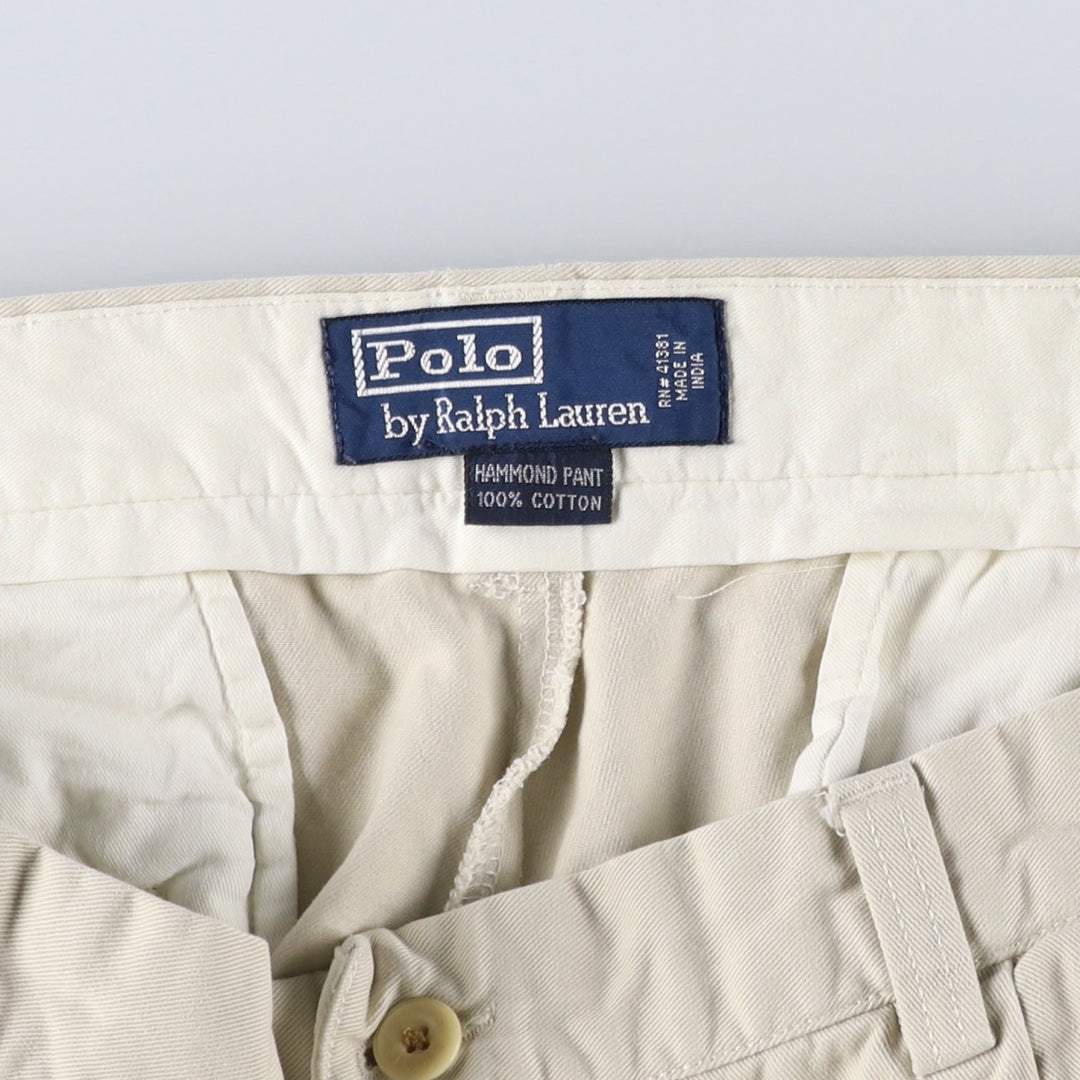 Ralph Lauren POLO by Ralph Lauren HAMMOND PANT, two-pleat chino pants, men's w35 equivalent cotton Beige type Vintage Second Hand