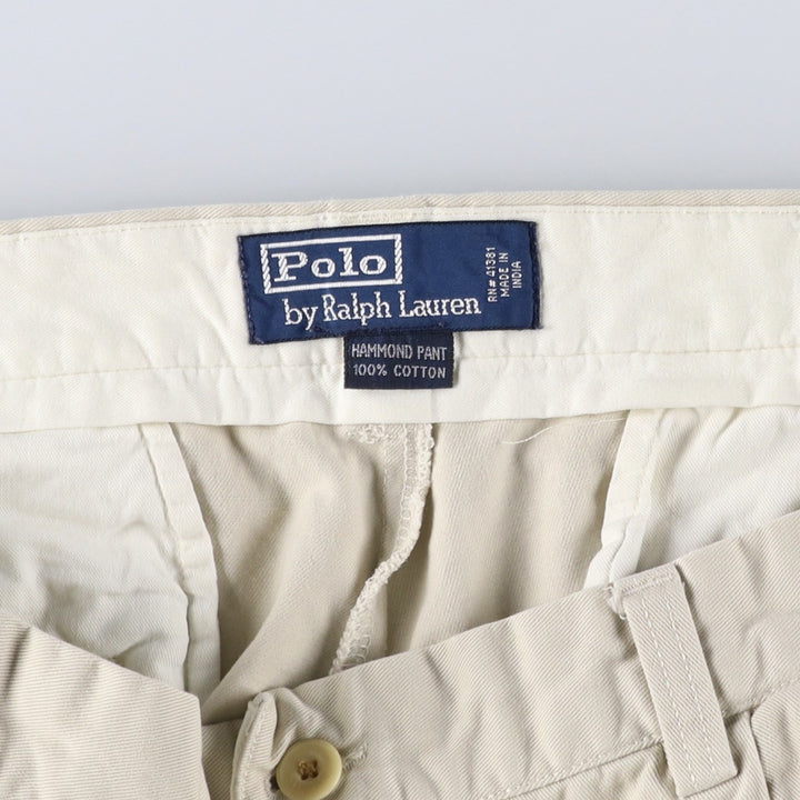 Ralph Lauren POLO by Ralph Lauren HAMMOND PANT, two-pleat chino pants, men's w35 equivalent cotton Beige type Vintage Second Hand