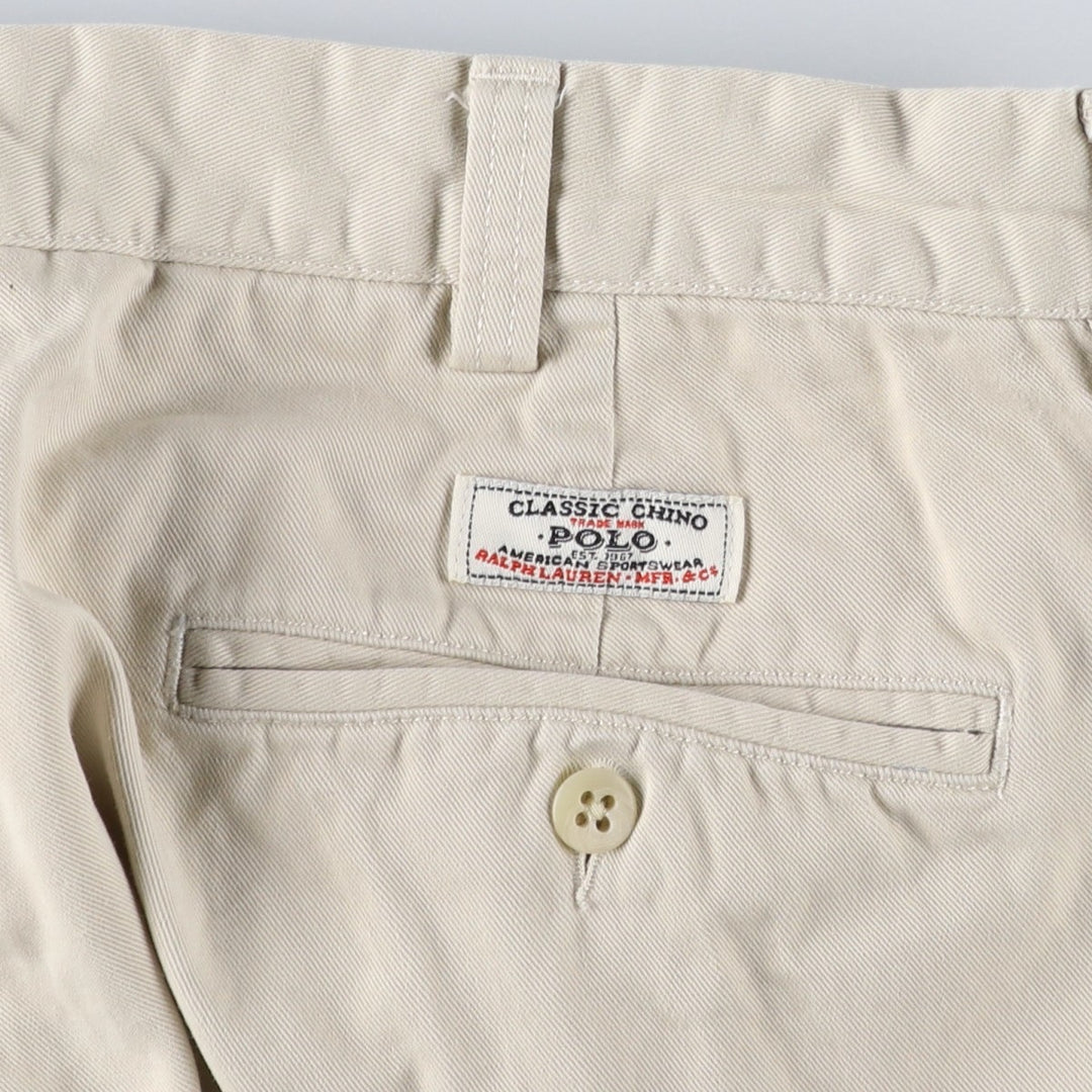 Ralph Lauren POLO by Ralph Lauren HAMMOND PANT, two-pleat chino pants, men's w35 equivalent cotton Beige type Vintage Second Hand