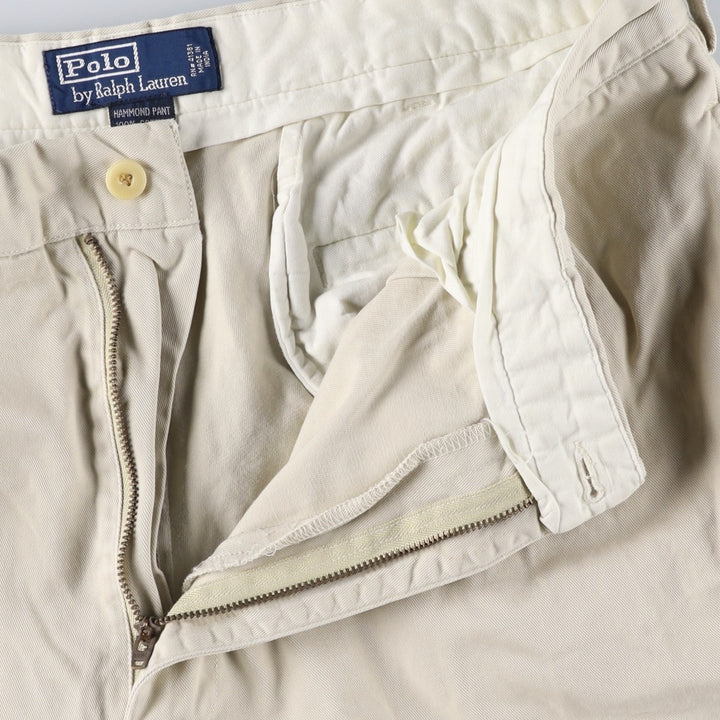 Ralph Lauren POLO by Ralph Lauren HAMMOND PANT, two-pleat chino pants, men's w35 equivalent cotton Beige type Vintage Second Hand