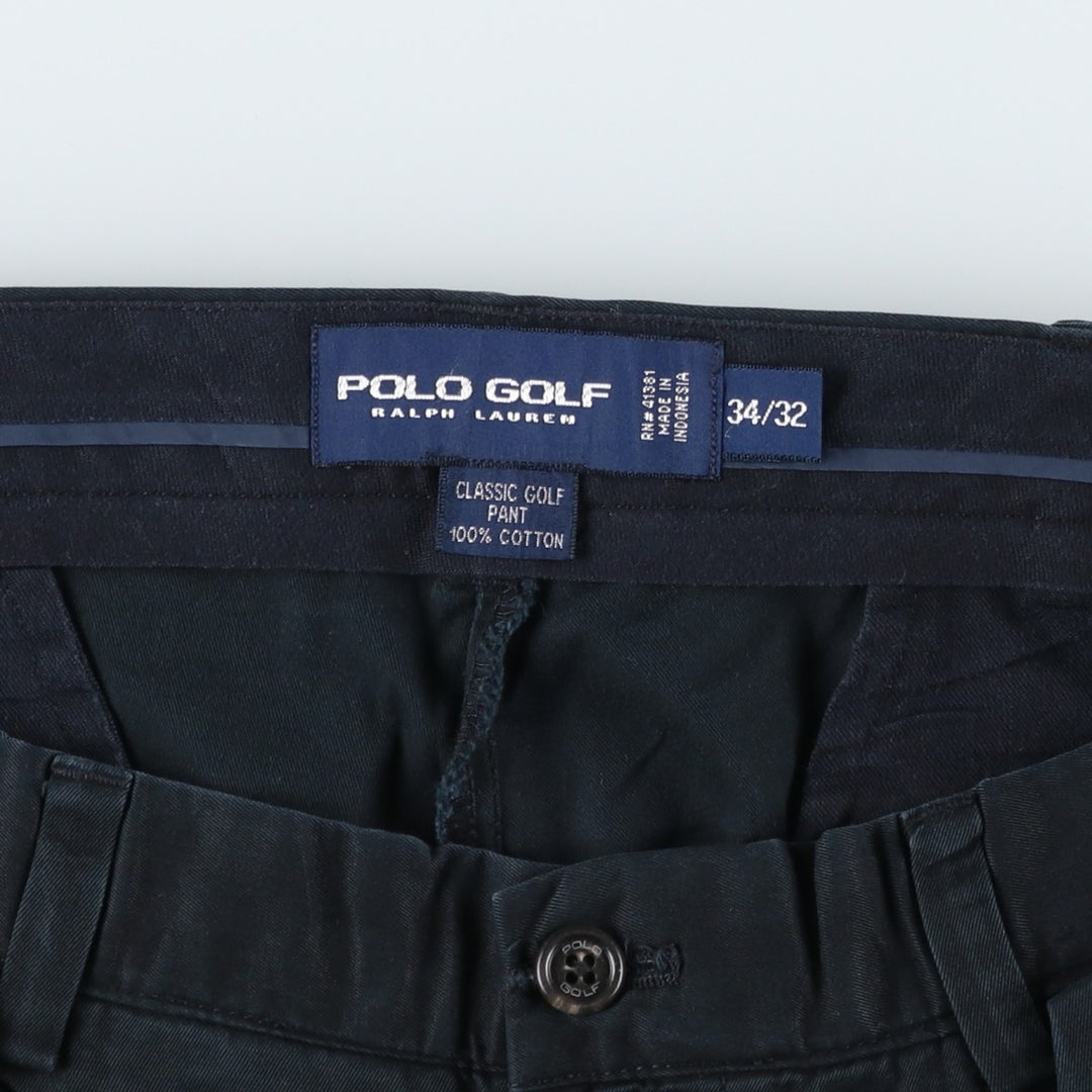 Ralph Lauren POLO GOLF Classic Golf Pant, two-pleat chino pants, men's size W34. cotton black type Vintage Second Hand