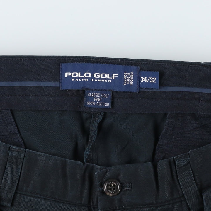 Ralph Lauren POLO GOLF Classic Golf Pant, two-pleat chino pants, men's size W34. cotton black type Vintage Second Hand